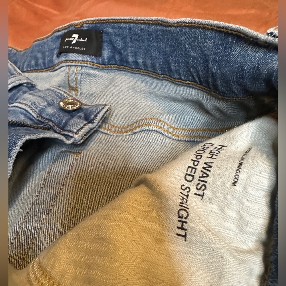 7 FOR ALL MANKIND Alexa Cropped High Waisted Straight Leg Vintage Wash Womens 28 - Picture 15 of 15